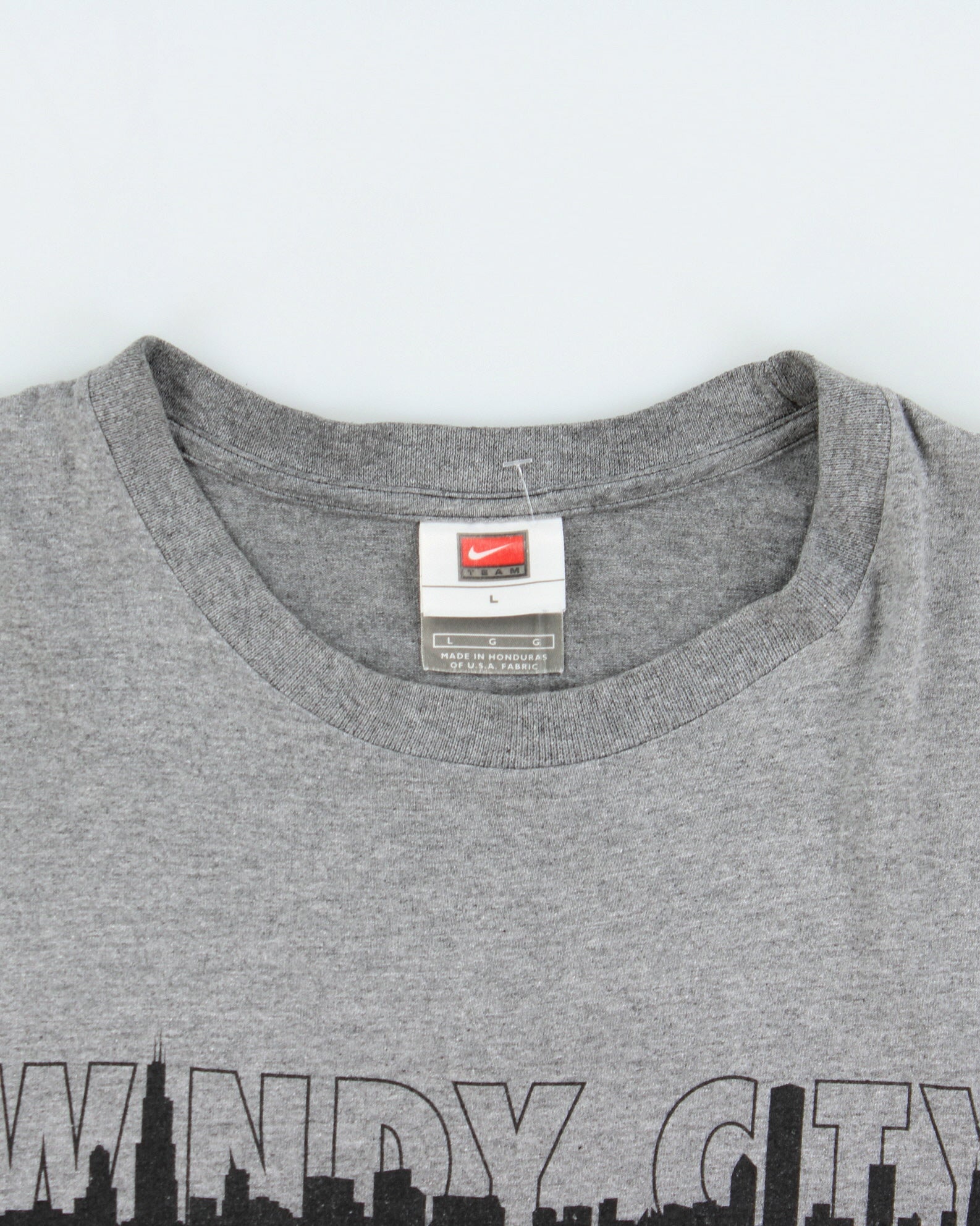 Vintage Y2K 00s Nike Team Marl Grey Heavyweight Chicago Crewneck T-Shirt - L