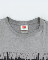 Vintage Y2K 00s Nike Team Marl Grey Heavyweight Chicago Crewneck T-Shirt - L