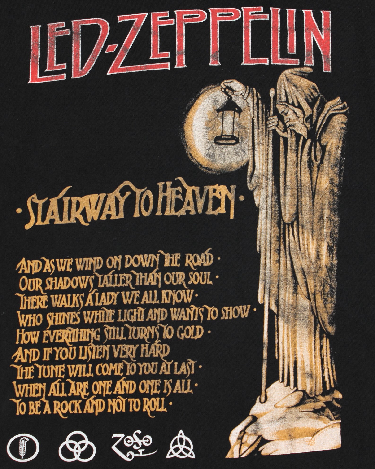 Vintage Led-Zeppelin Stairway To Heaven Heavyweight CH Gold Series Crewneck T-Shirt - XXL
