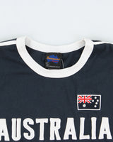Vintage Y2K 00s Australia Navy Embroidered Striped Crewneck Ringer T-Shirt - L