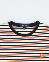 Vintage Fred Perry Embroidered Heritage Striped Heavyweight Crewneck T-Shirt - M