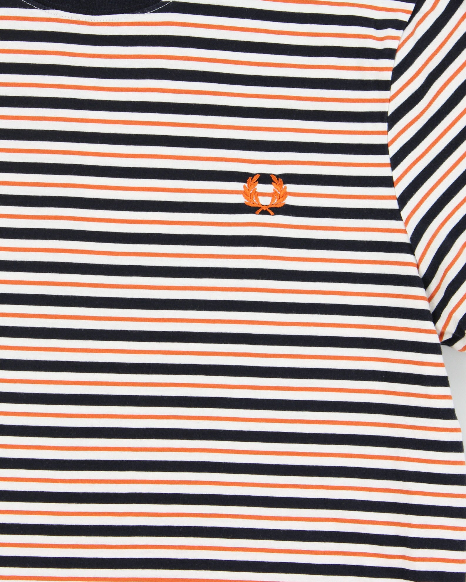 Vintage Fred Perry Embroidered Heritage Striped Heavyweight Crewneck T-Shirt - M