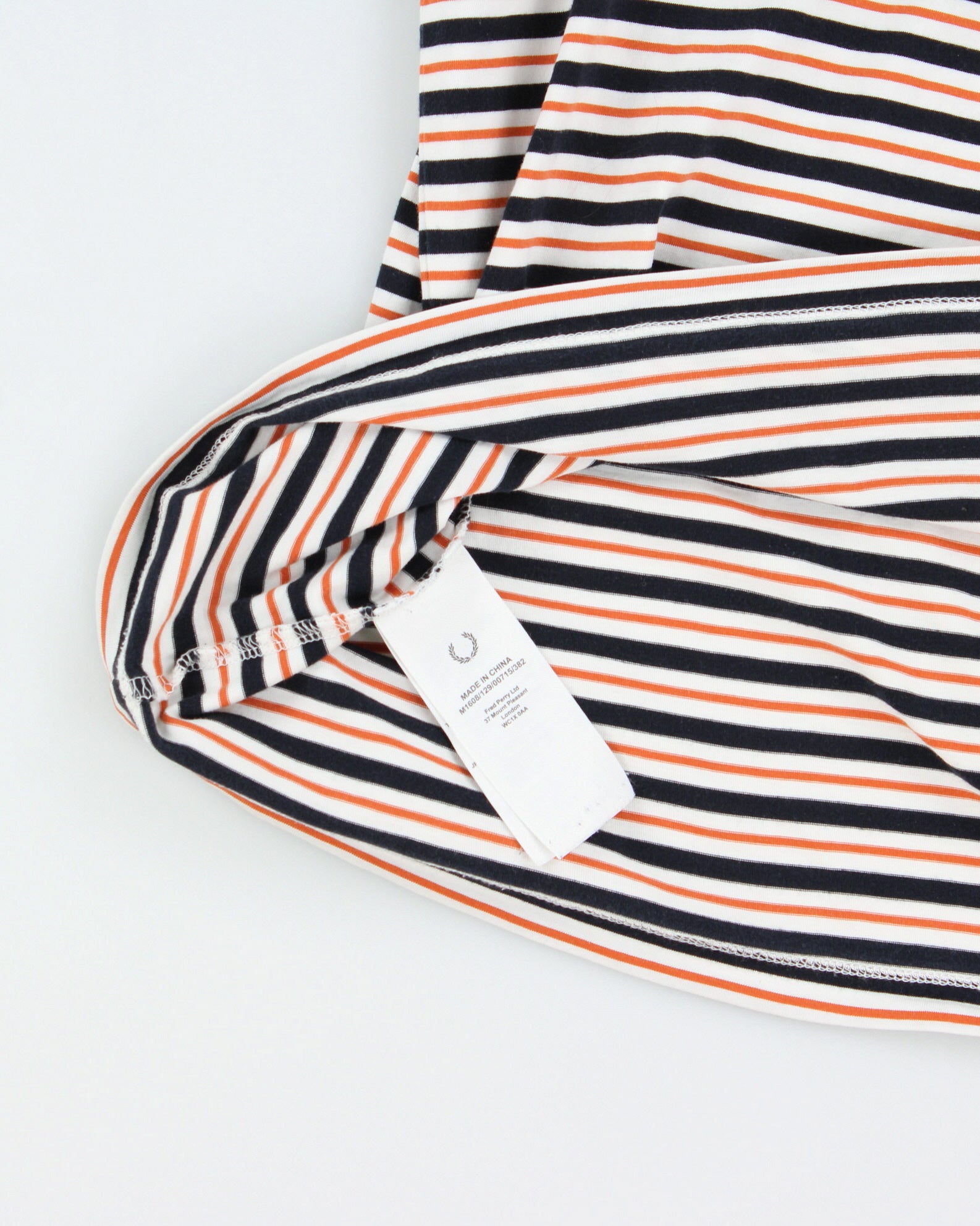Vintage Fred Perry Embroidered Heritage Striped Heavyweight Crewneck T-Shirt - M