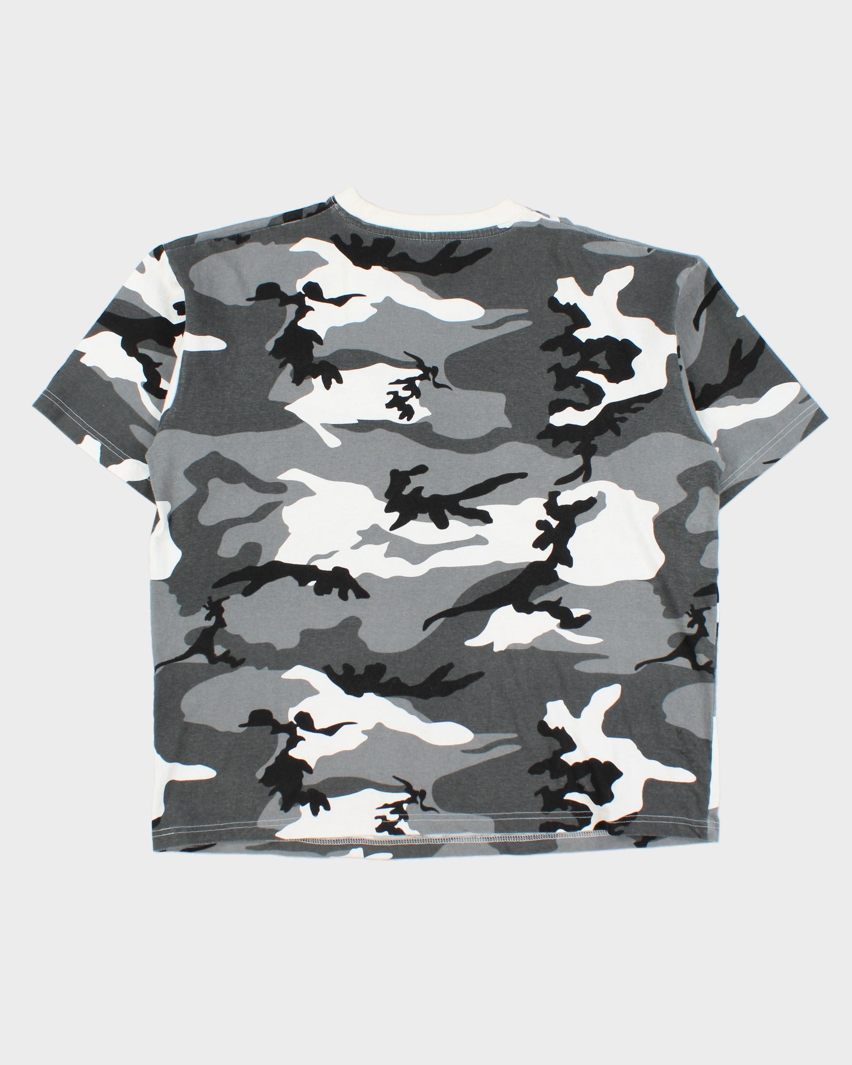 Vintage Y2K 00s Woodland Snow Camo Heavyweight Crewneck T-Shirt - M