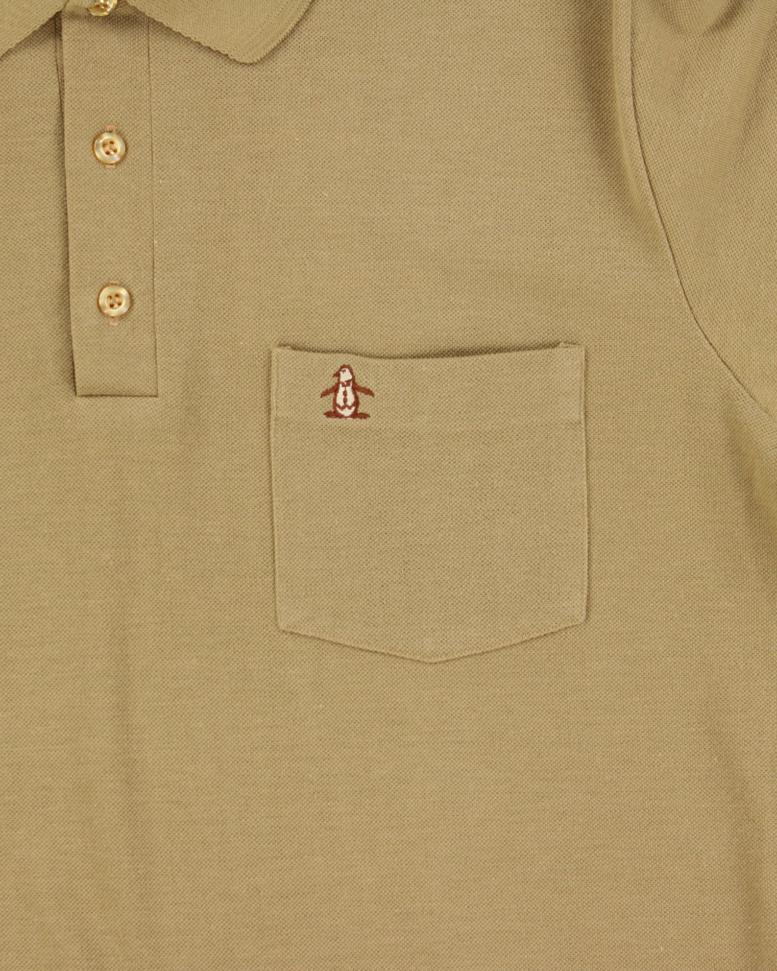 Vintage 1980s Munsingwear Grand Slam Penguin Khaki Single Stitch Made In Australia Short Sleeve Polo Shirt - M