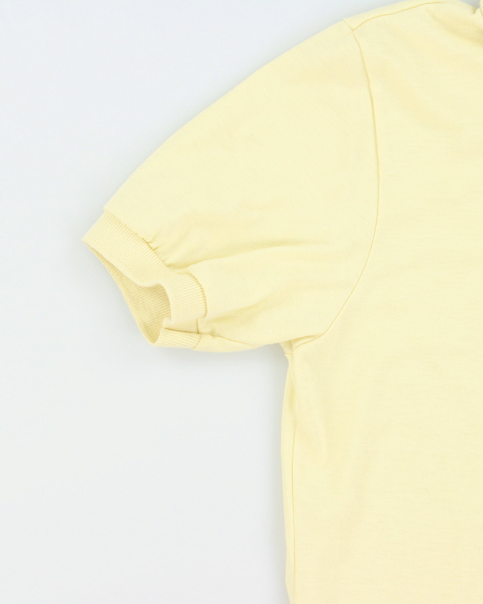 Vintage 1982 Disney Pale Yellow Embroidered Mickey Single Stitch Made In USA Short Sleeve Polo Shirt - S