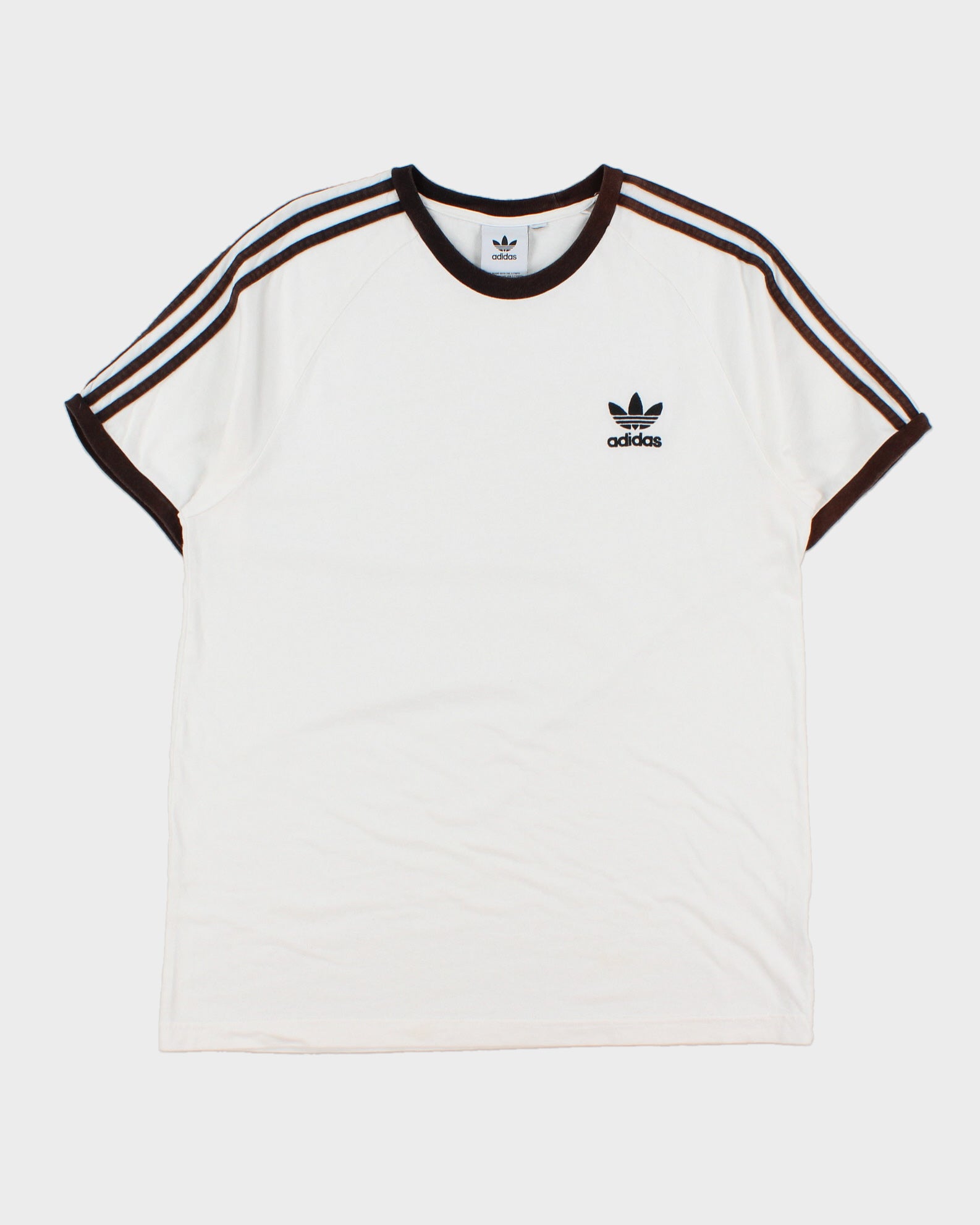 Vintage Adidas Originals Heavyweight Embroidered Classic Crewneck Ringer T-Shirt - L