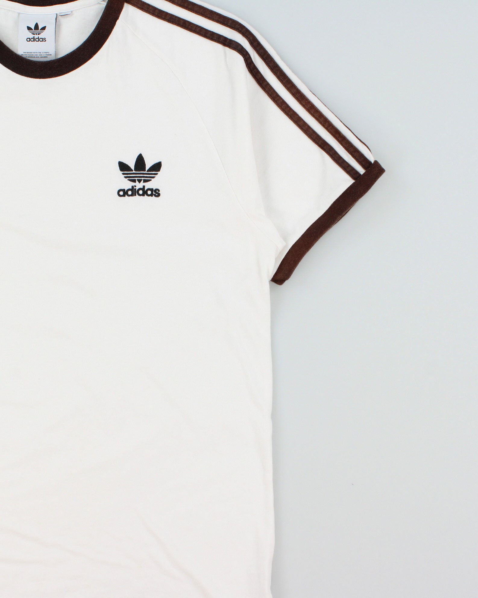Vintage Adidas Originals Heavyweight Embroidered Classic Crewneck Ringer T-Shirt - L