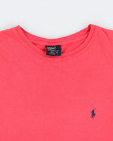 Vintage Y2K 00s Polo Ralph Lauren Hot Pink Heavyweight Crewneck T-Shirt - M