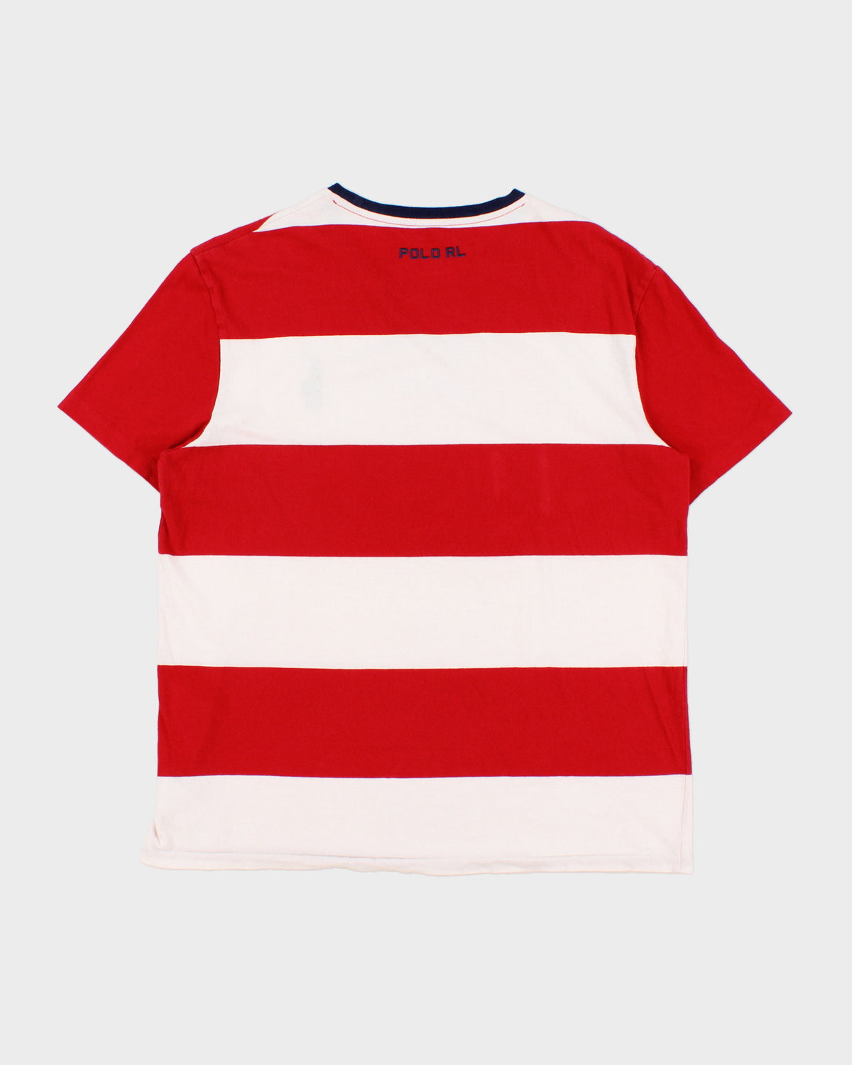 Vintage Polo Ralph Lauren Big Pony USA Crest Striped Single Stitch Crewneck T-Shirt - M