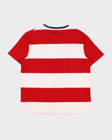 Vintage Polo Ralph Lauren Big Pony USA Crest Striped Single Stitch Crewneck T-Shirt - M