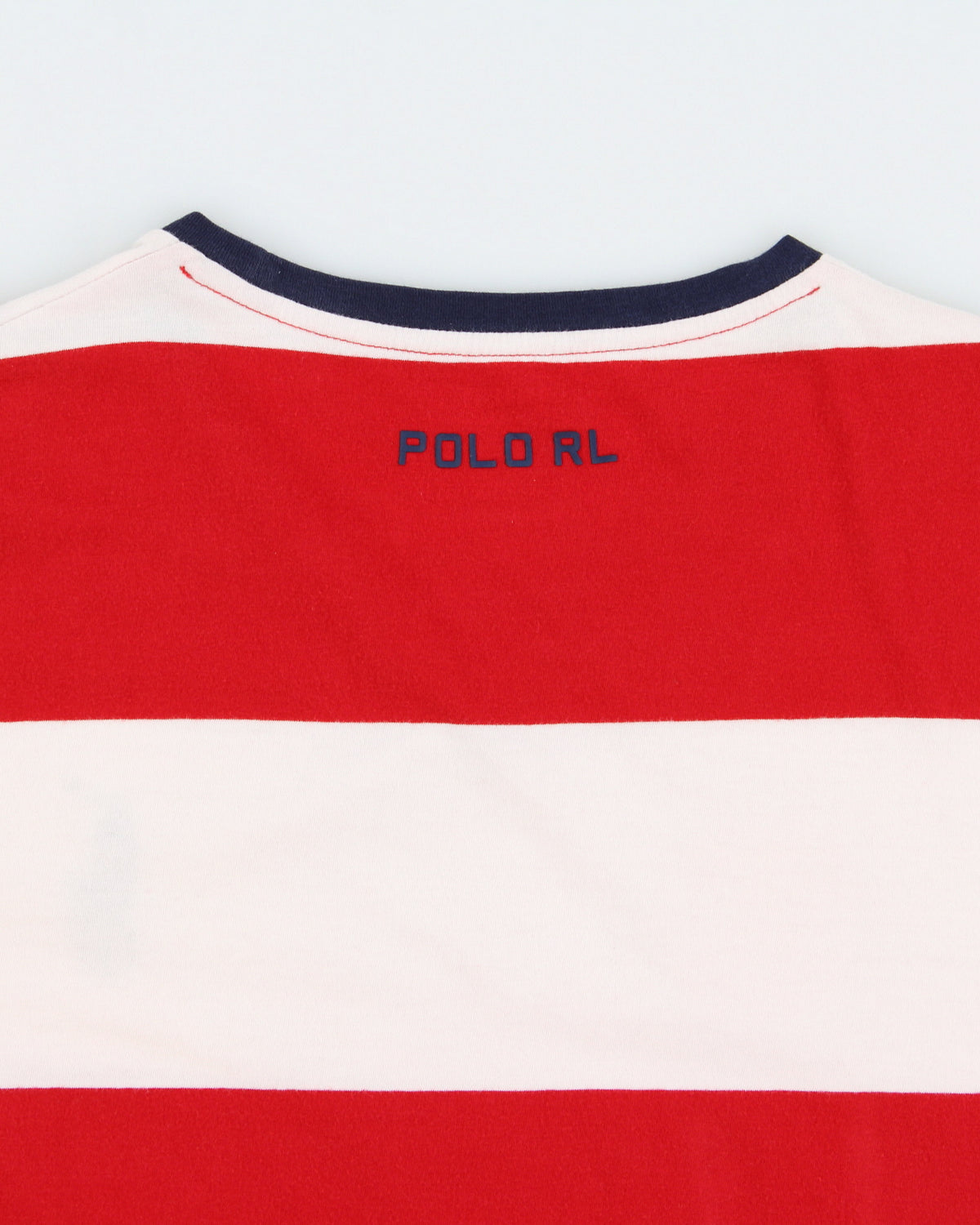 Vintage Polo Ralph Lauren Big Pony USA Crest Striped Single Stitch Crewneck T-Shirt - M