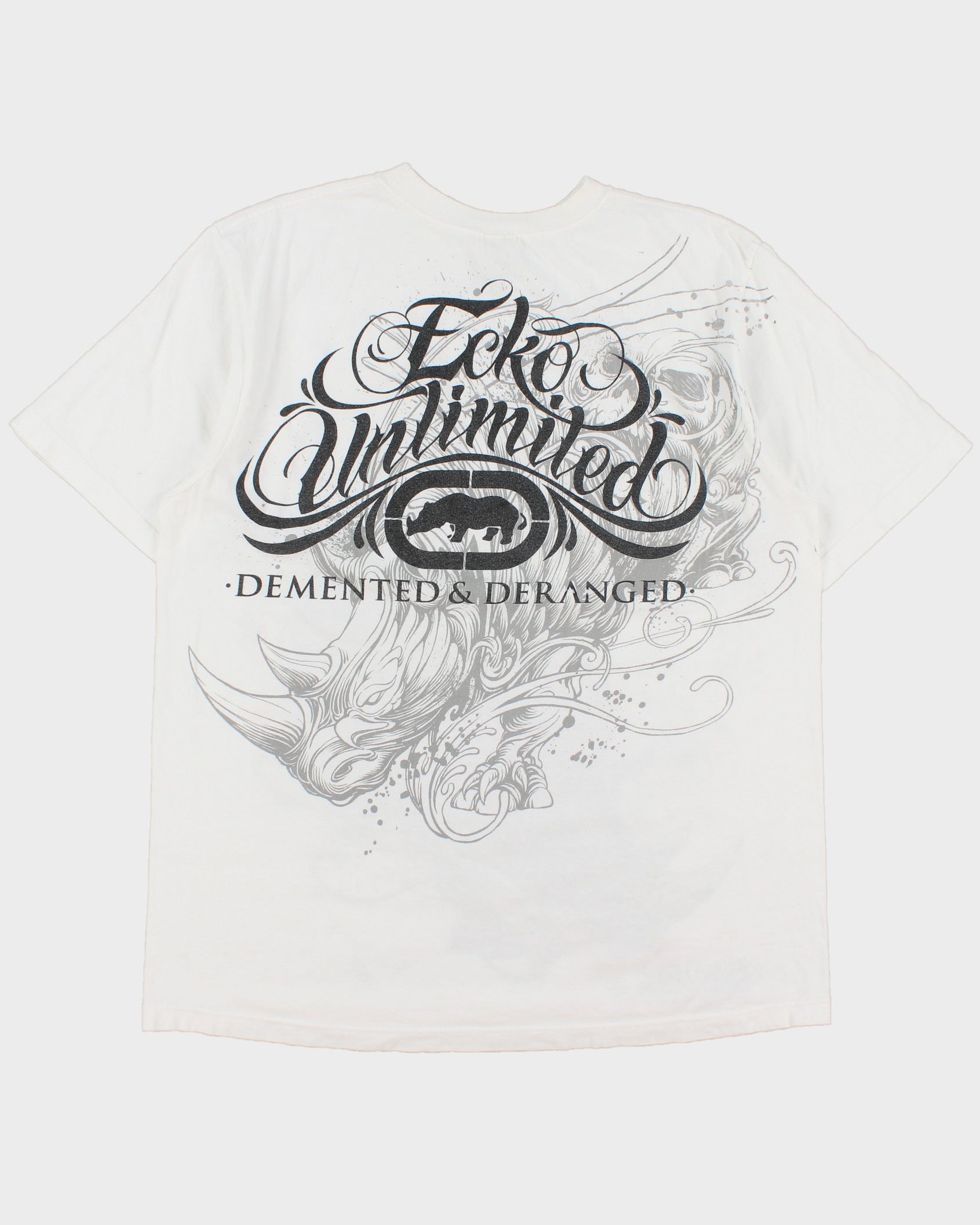 Vintage Y2K 00s Ecko UNLTD Heavyweight Demented &amp; Deranged Classic Crewneck T-Shirt - XL