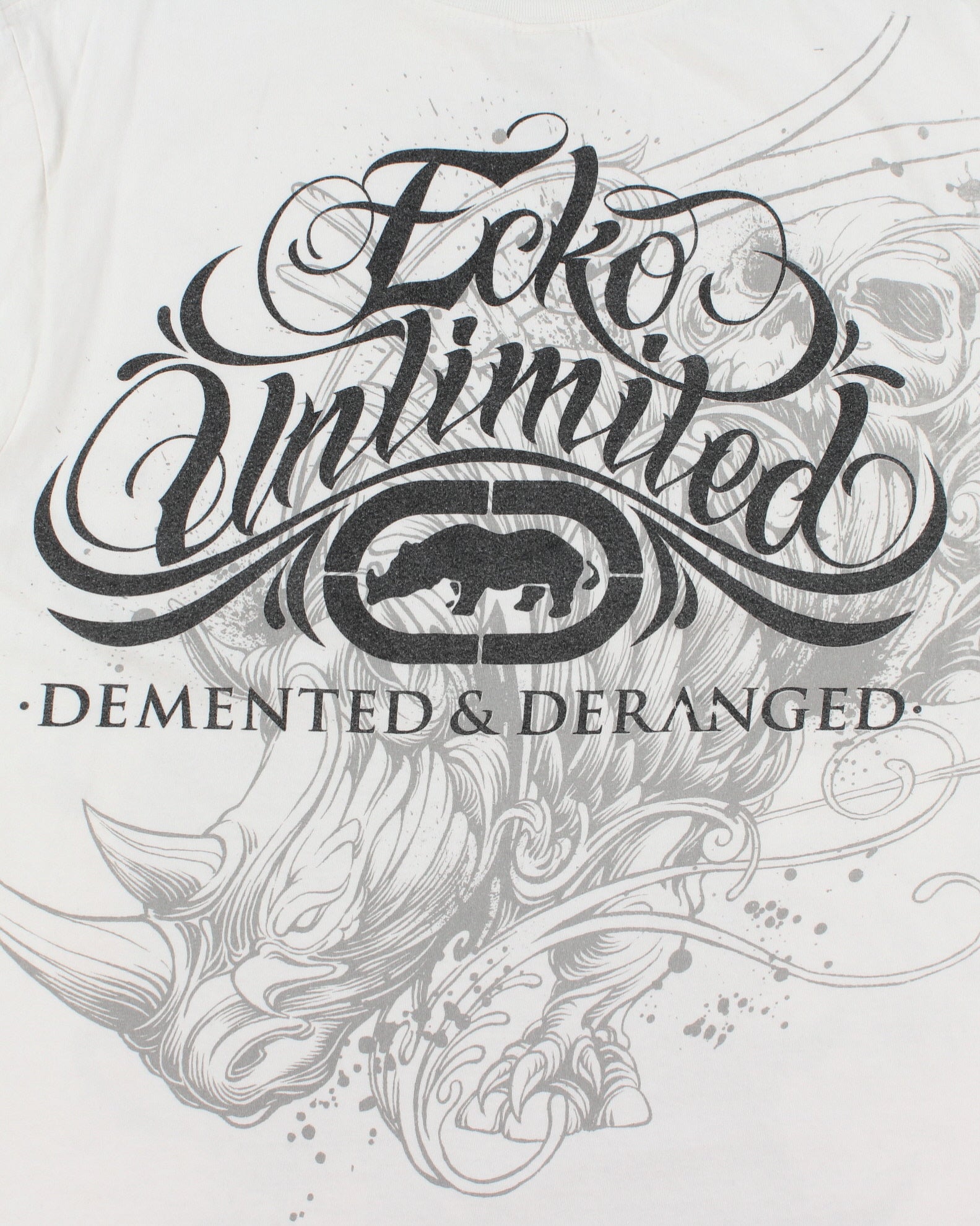 Vintage Y2K 00s Ecko UNLTD Heavyweight Demented &amp; Deranged Classic Crewneck T-Shirt - XL