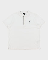 Vintage Diesel White Embroidered Classic Crest Short Sleeve Zip Polo Shirt - L