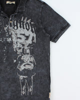 Vintage Y2K 00s Chevignon Acid Wash 57 Graphic Short Sleeve Polo Shirt - XL