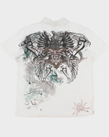 Vintage Y2K 00s Brad Butter Embellished Graphic Single Stitch Short Sleeve Combed Cotton Polo Shirt - XL