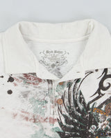 Vintage Y2K 00s Brad Butter Embellished Graphic Single Stitch Short Sleeve Combed Cotton Polo Shirt - XL