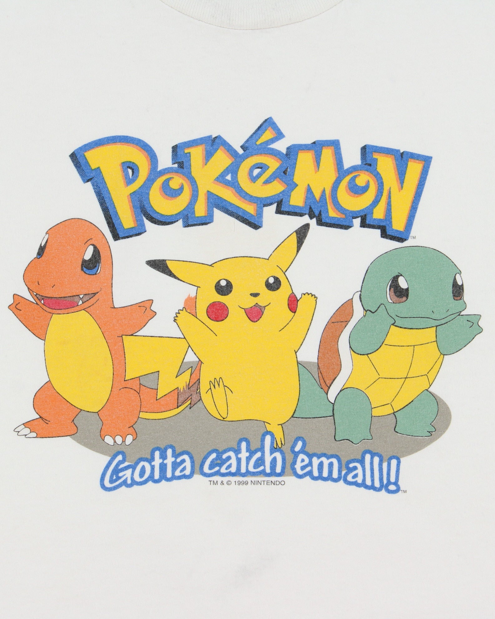 Vintage 1999 Pokemon Official Nintendo 'Gotta Catch Em All' Heavyweight Crewneck T-Shirt - S