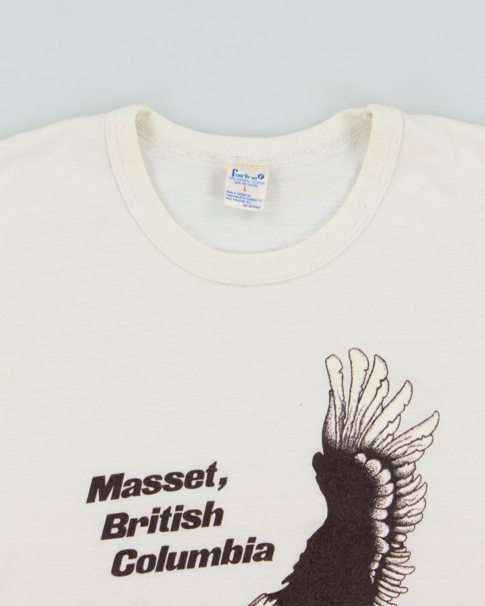 Vintage 1982 Masset British Columbia Single Stitch Fairline Made In Canada Crewneck Ringer T-Shirt - L
