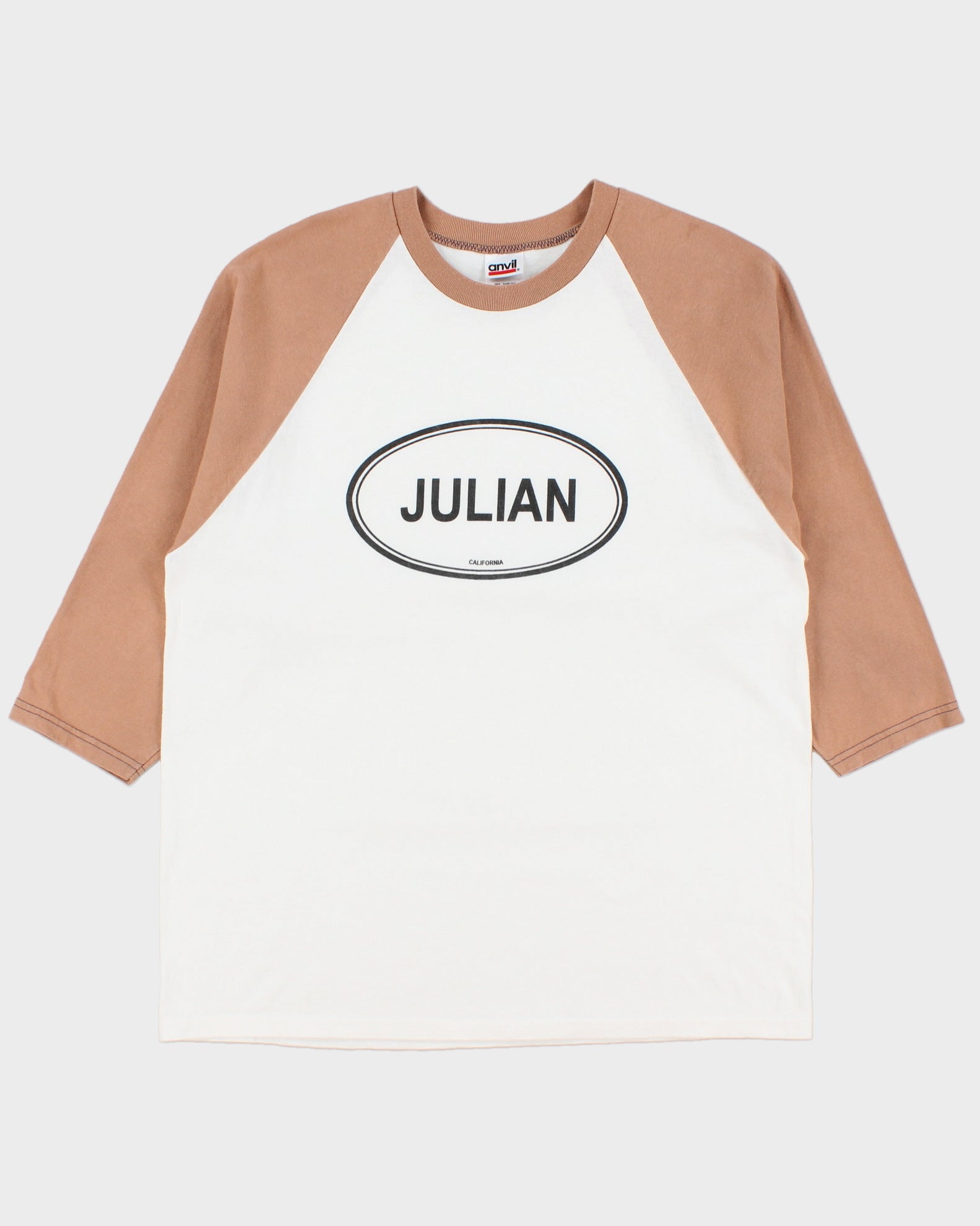 Vintage Y2K 00s Julian California Heavyweight Anvil Tan Crewneck Raglan Baseball T-Shirt - L