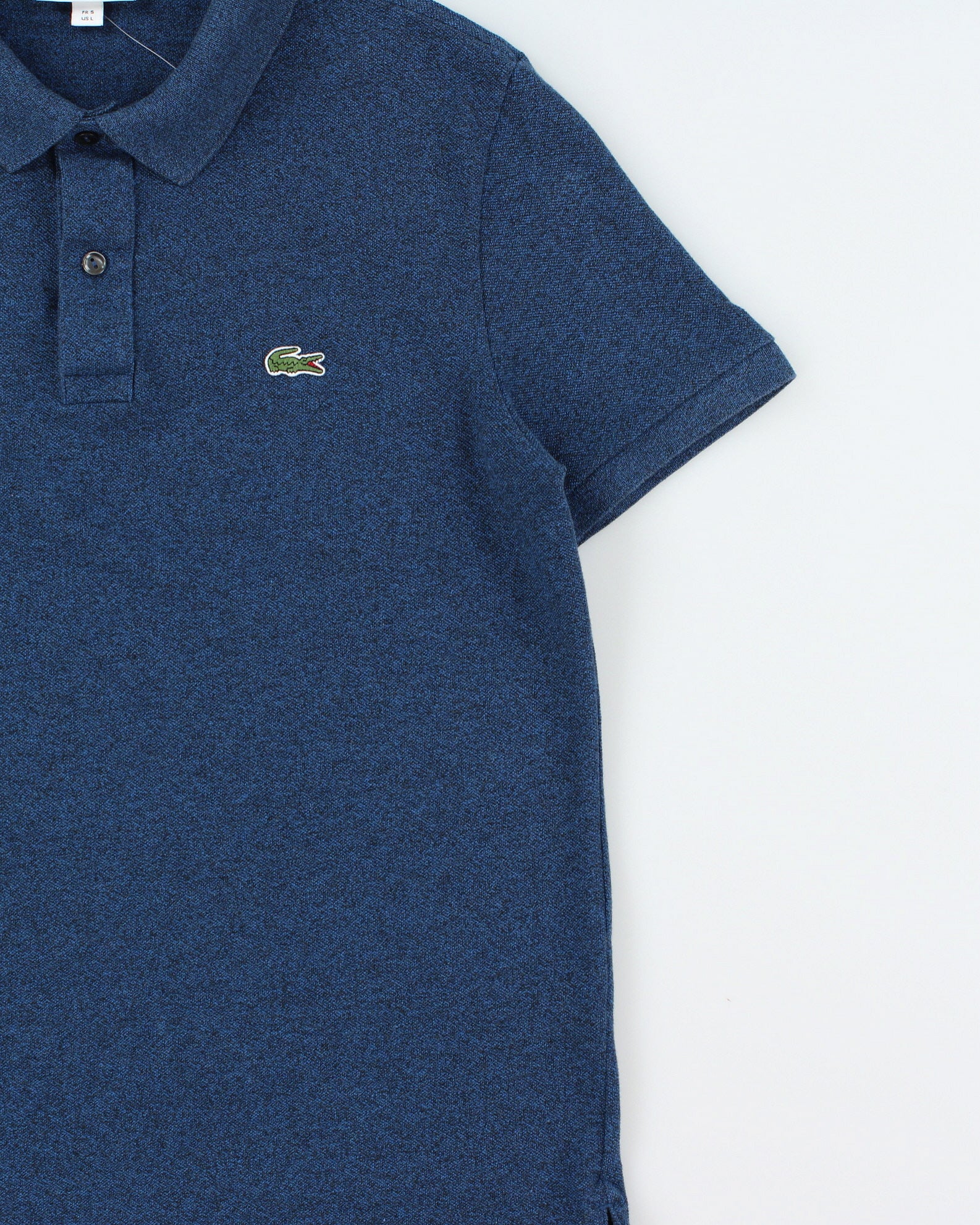 Vintage Lacoste Navy Marl Slim Fit Short Sleeve Polo Shirt - L