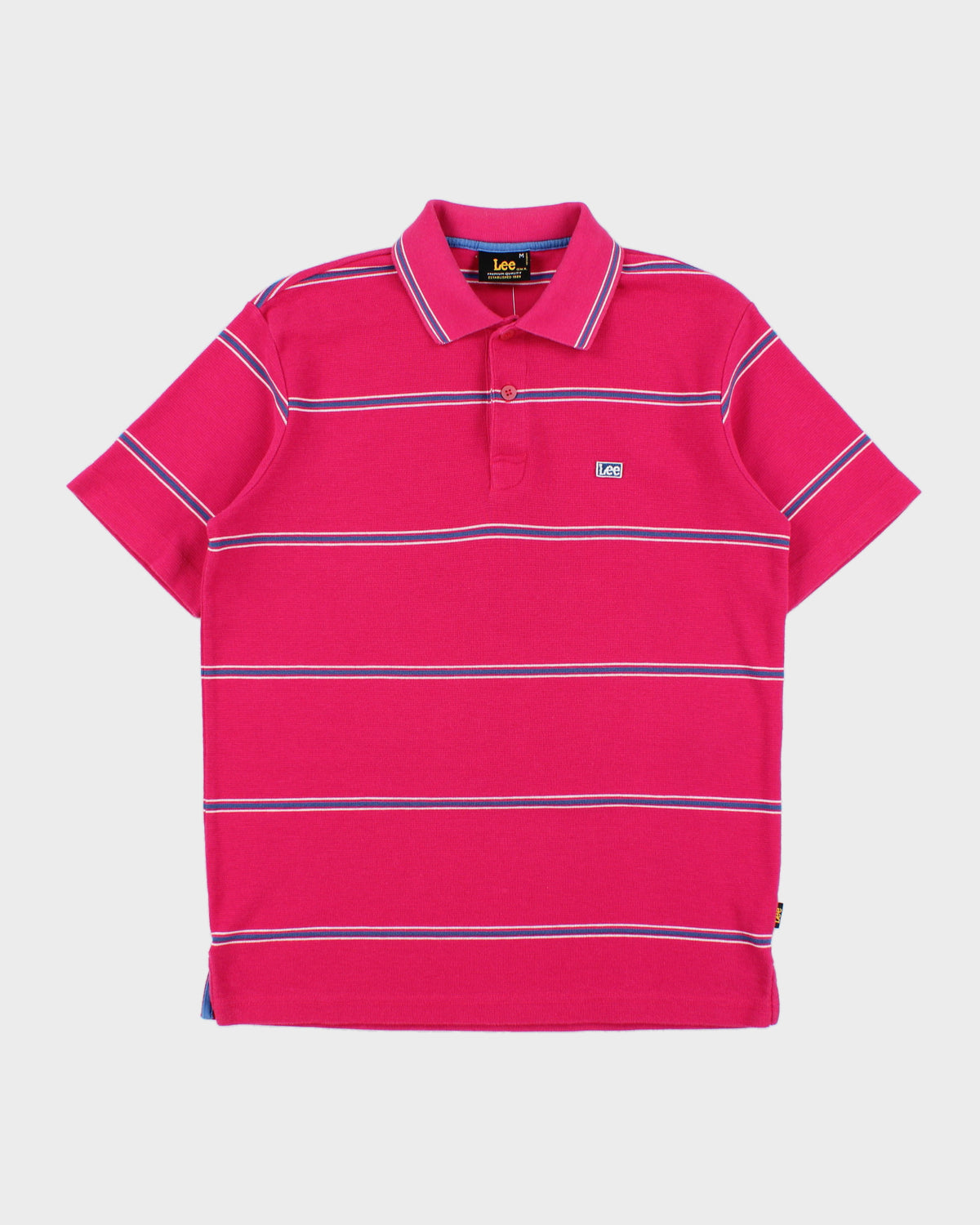 Vintage Lee Striped Short Sleeve Polo Shirt - M