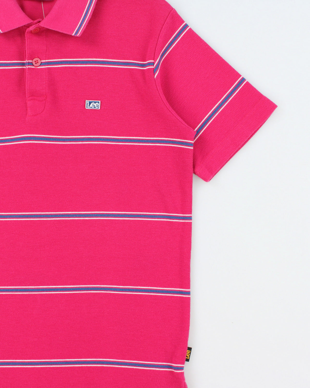 Vintage Lee Striped Short Sleeve Polo Shirt - M