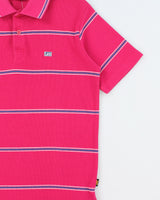 Vintage Lee Striped Short Sleeve Polo Shirt - M