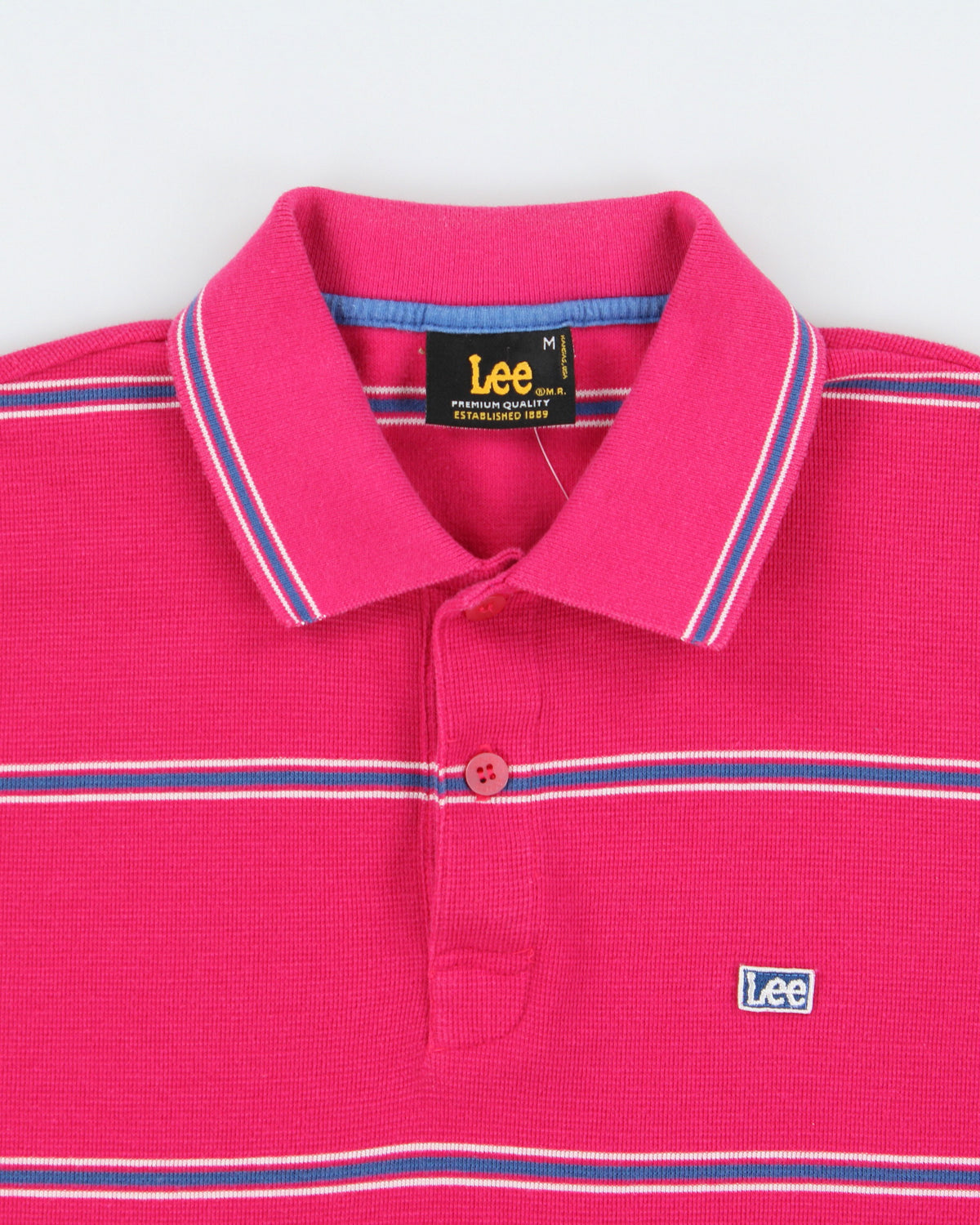 Vintage Lee Striped Short Sleeve Polo Shirt - M