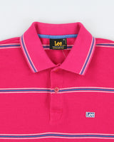 Vintage Lee Striped Short Sleeve Polo Shirt - M