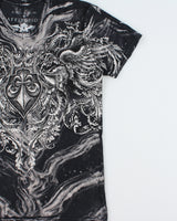 Vintage Y2K 00s Affliction Live Fast Gothic Made In USA V-Neck T-Shirt - M