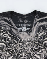 Vintage Y2K 00s Affliction Live Fast Gothic Made In USA V-Neck T-Shirt - M