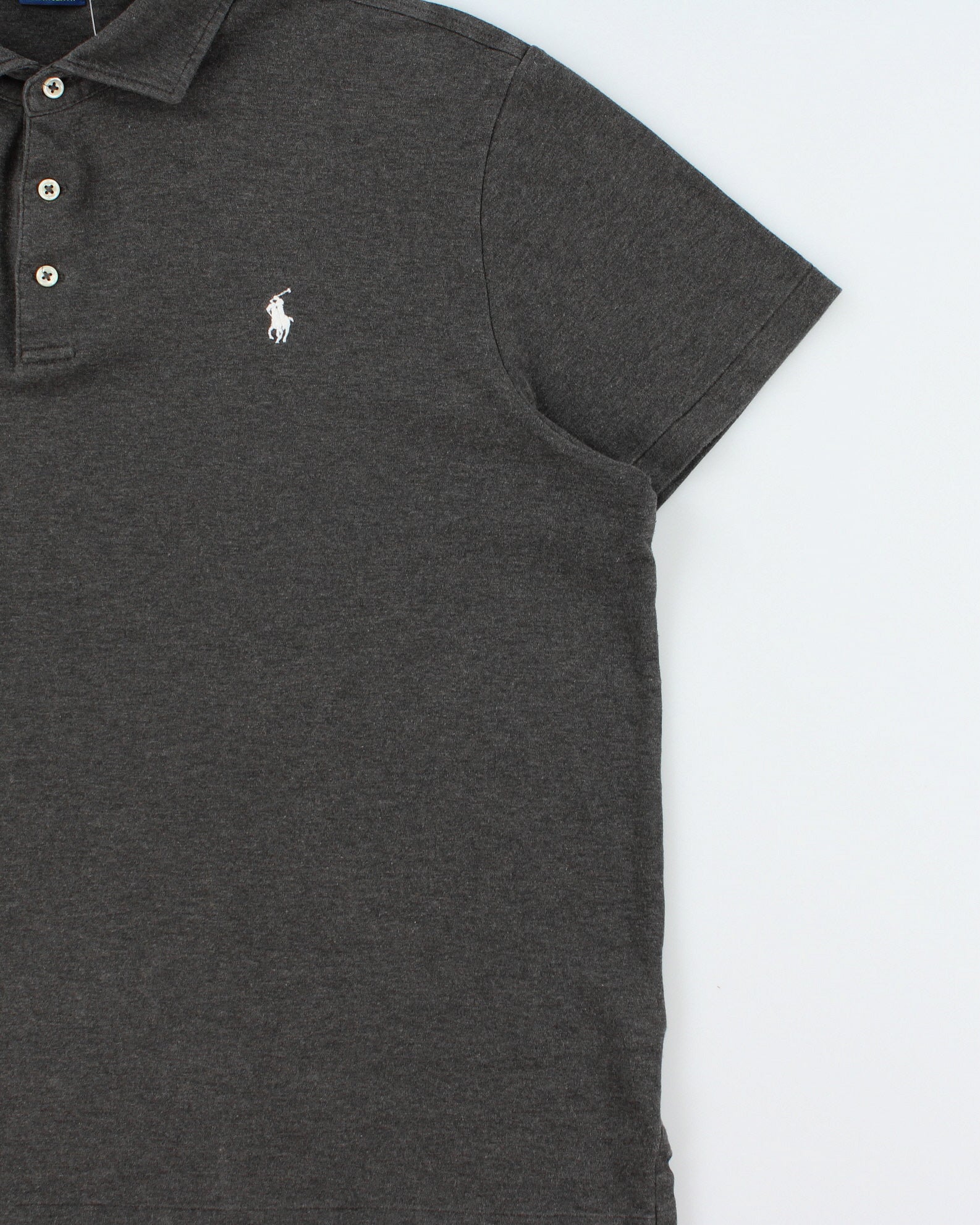 Vintage Polo Ralph Lauren Marl Grey Custom Slim Fit Short Sleeve Polo Shirt - XL