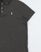 Vintage Polo Ralph Lauren Marl Grey Custom Slim Fit Short Sleeve Polo Shirt - XL