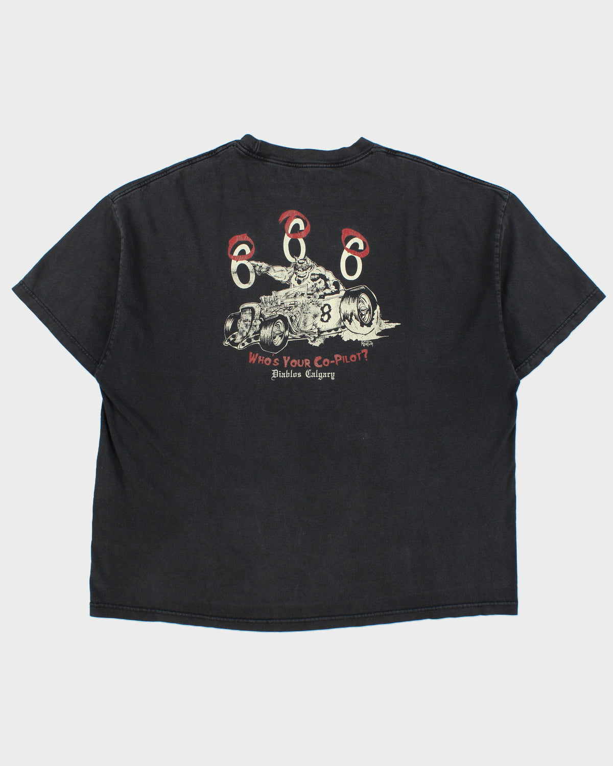 Vintage Diablos Calgary 666 The Devil Is My Mechanic Heavyweight Alstyle Crewneck T-Shirt - XXXL