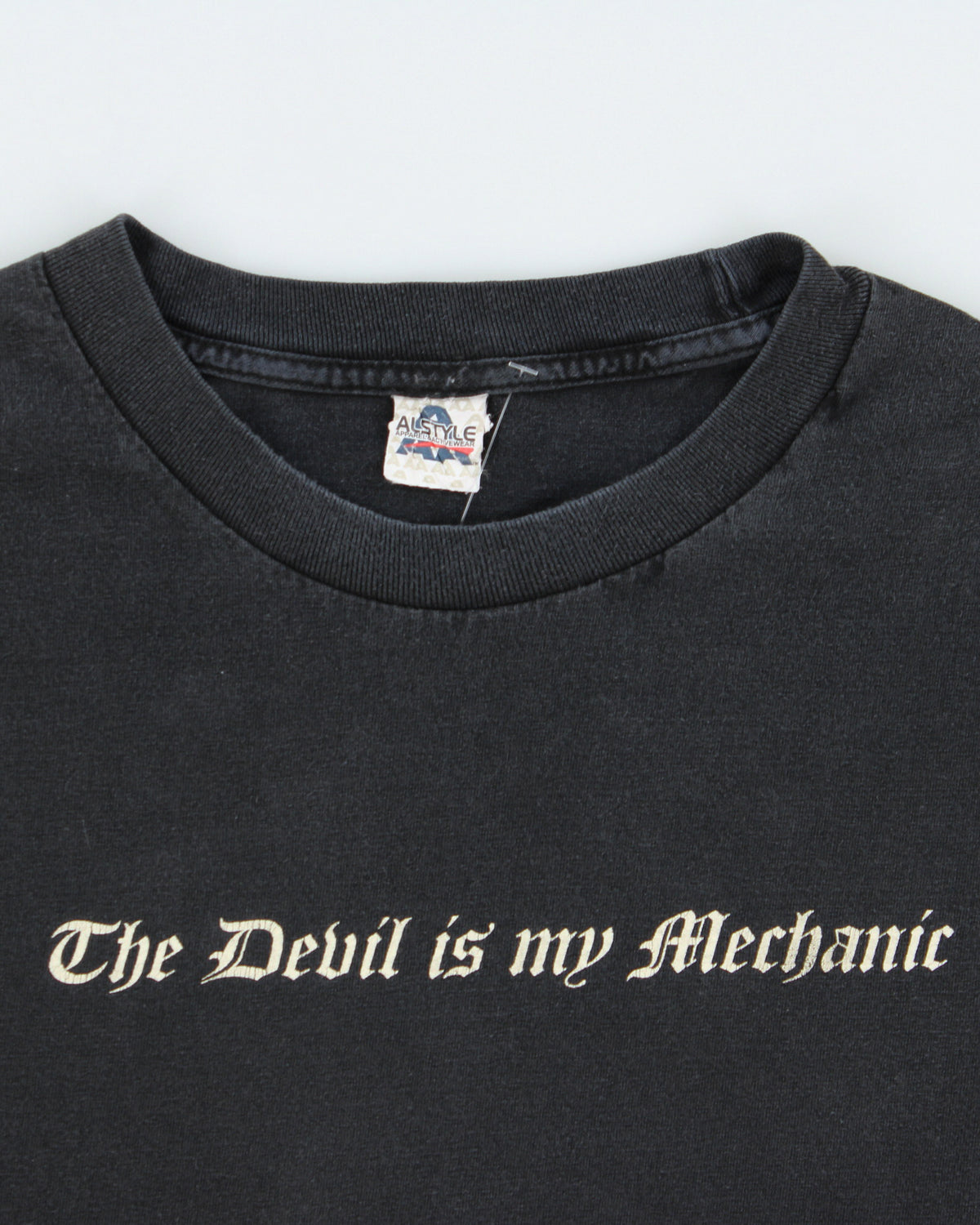 Vintage Diablos Calgary 666 The Devil Is My Mechanic Heavyweight Alstyle Crewneck T-Shirt - XXXL