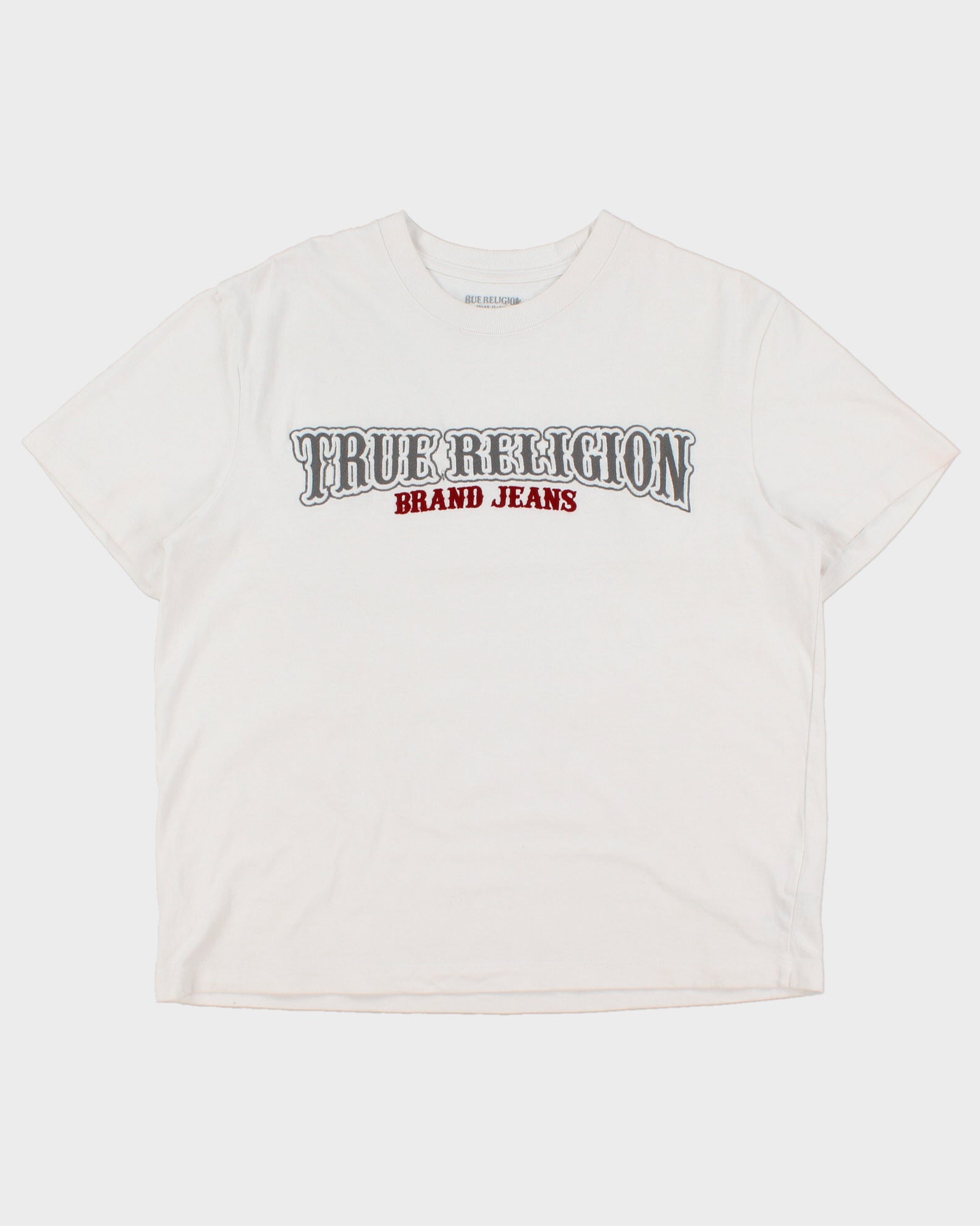 Vintage True Religion Heavyweight Railroad Embroidered Made In USA Boxy Crewneck T-Shirt - M