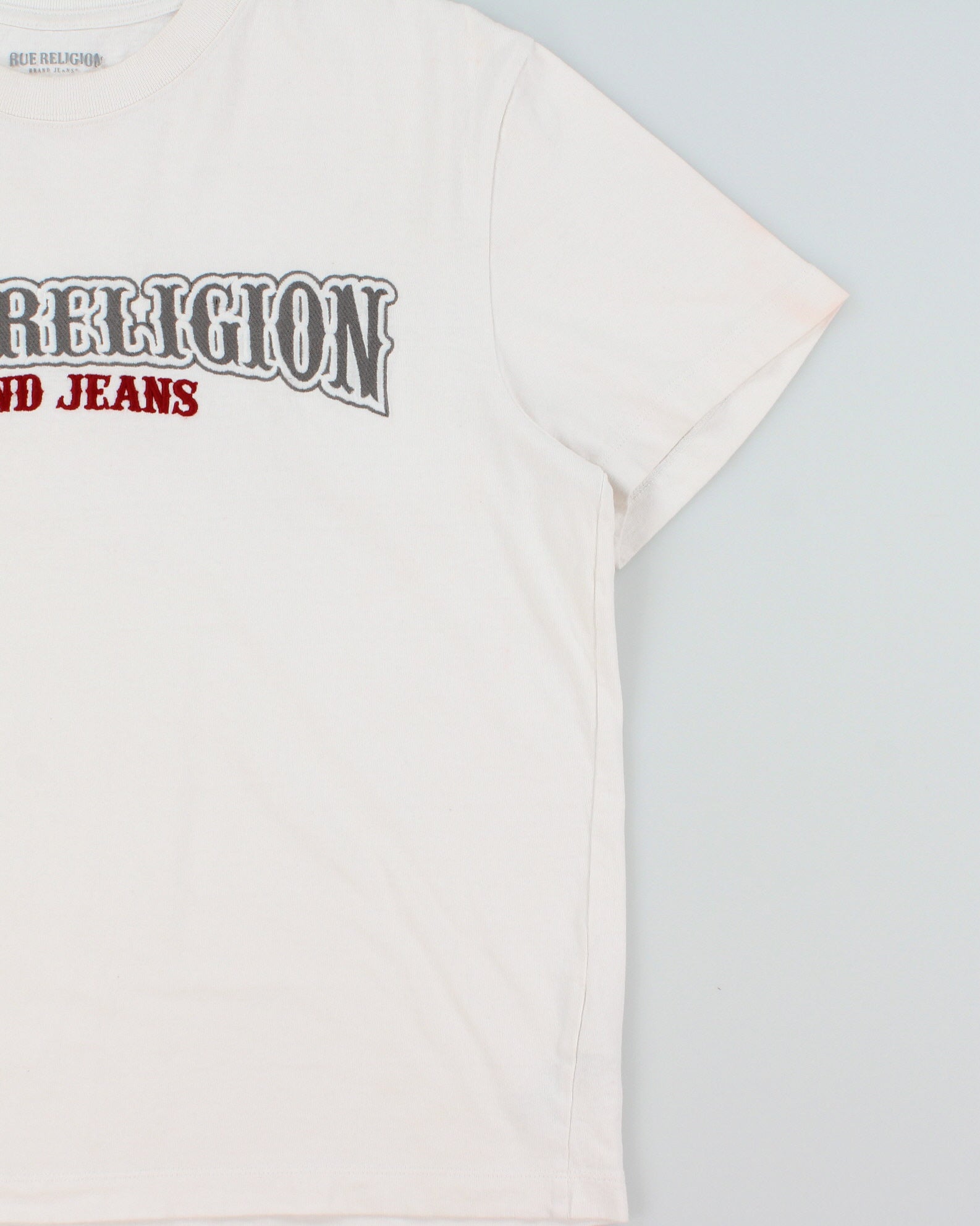 Vintage True Religion Heavyweight Railroad Embroidered Made In USA Boxy Crewneck T-Shirt - M