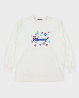 Vintage 1990s Ellesse Heavyweight Floral Embroidered Made In Japan Long Sleeve Crewneck T-Shirt - L