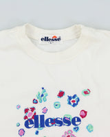 Vintage 1990s Ellesse Heavyweight Floral Embroidered Made In Japan Long Sleeve Crewneck T-Shirt - L