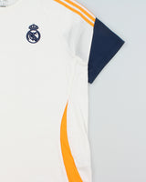 2024-25 Adidas Real Madrid CF Heavyweight Embroidered Regular Fit Crewneck Football T-Shirt - XL
