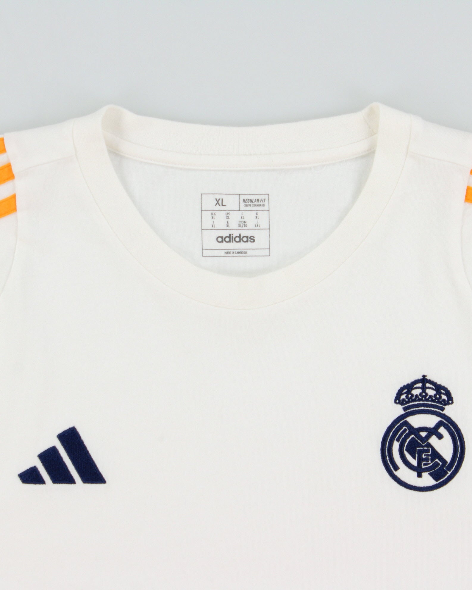 2024-25 Adidas Real Madrid CF Heavyweight Embroidered Regular Fit Crewneck Football T-Shirt - XL