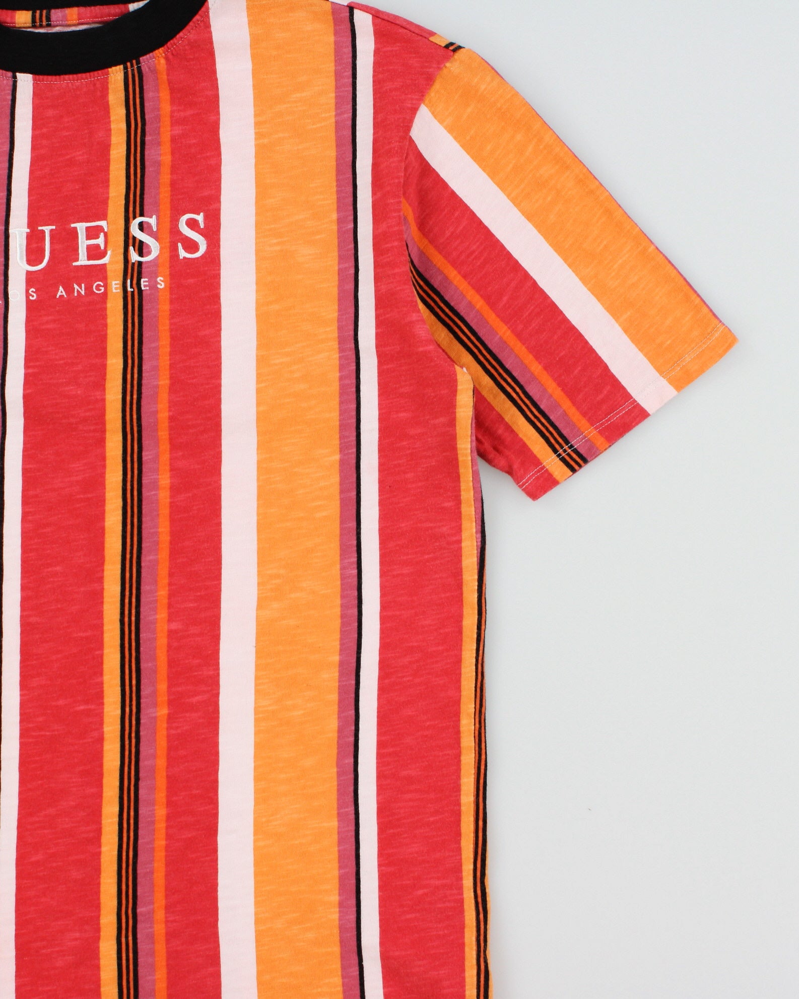 Vintage Guess Originals Los Angeles Heavyweight Multicoloured Striped Crewneck T-Shirt - XS