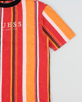 Vintage Guess Originals Los Angeles Heavyweight Multicoloured Striped Crewneck T-Shirt - XS