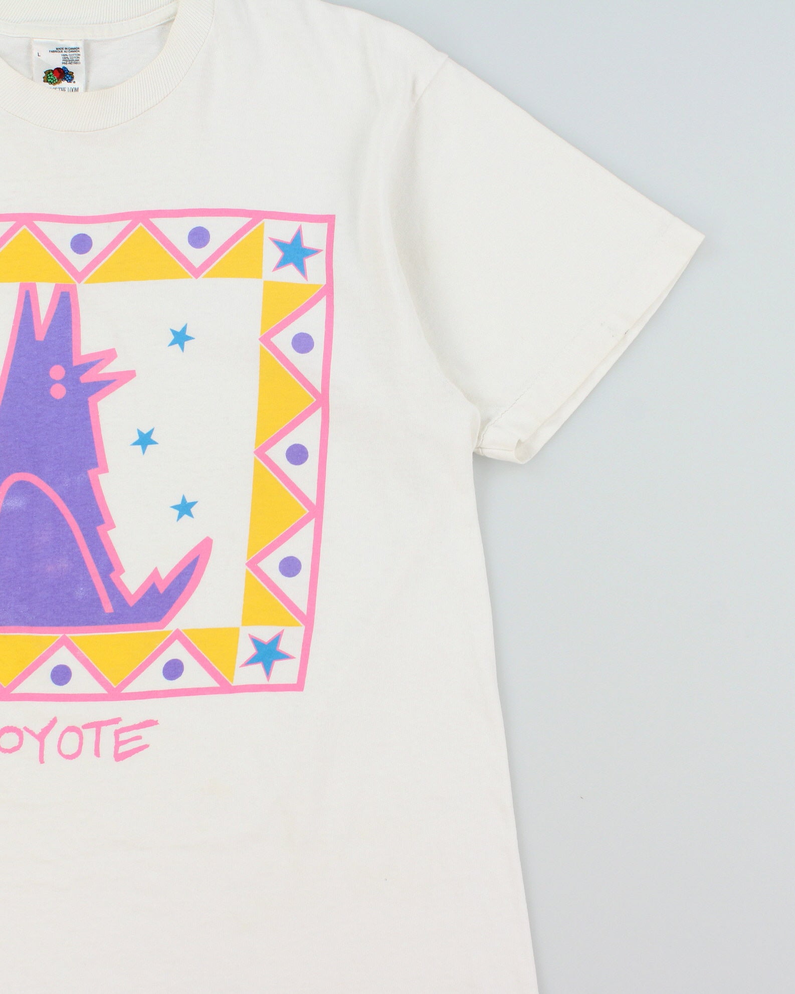 Vintage 1992 Coyote Graphic Heavyweight Single Stitch Made In Canada Crewneck T-Shirt - L