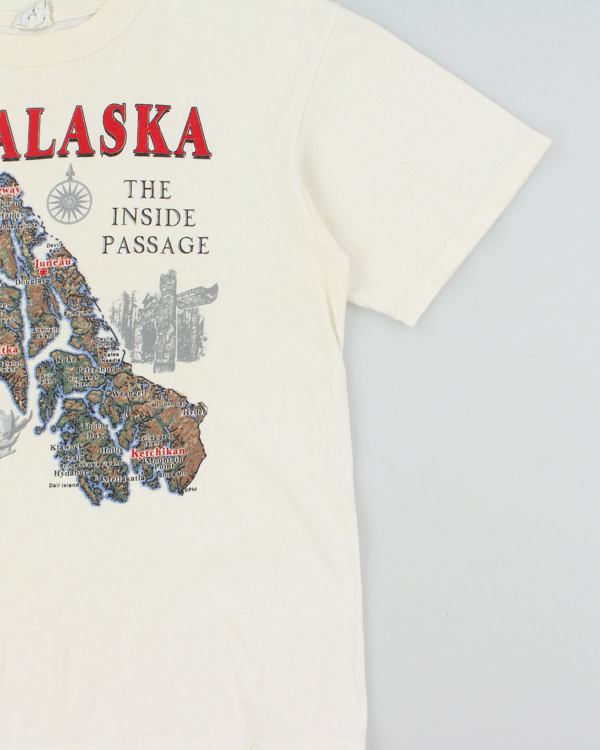 Vintage Alaska The Inside Passage Cream Heavyweight Anvil Crewneck T-Shirt - M