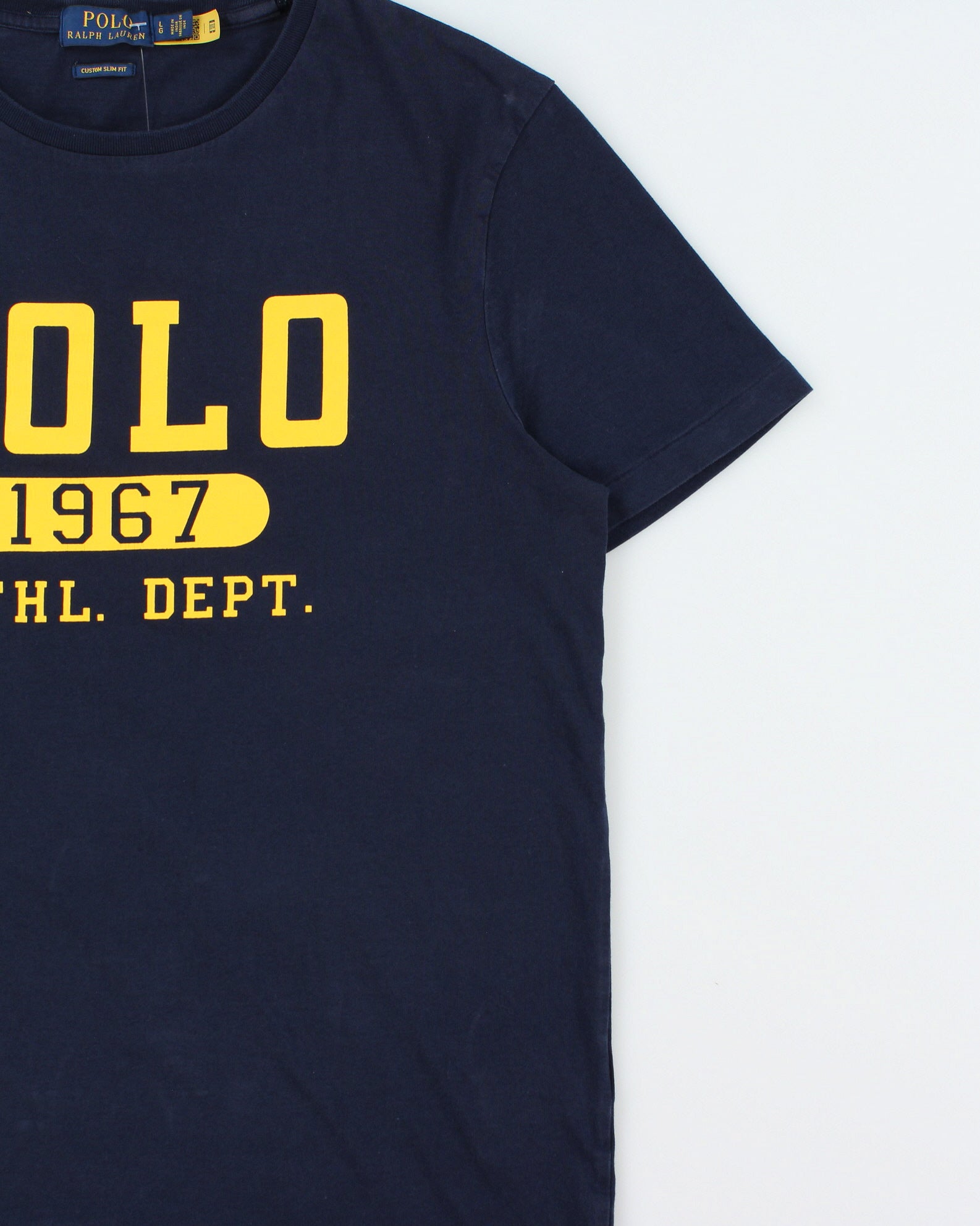 Vintage Polo Ralph Lauren Athl. Dept. Heavyweight Single Stitch Custom Slim Fit Crewneck T-Shirt - L