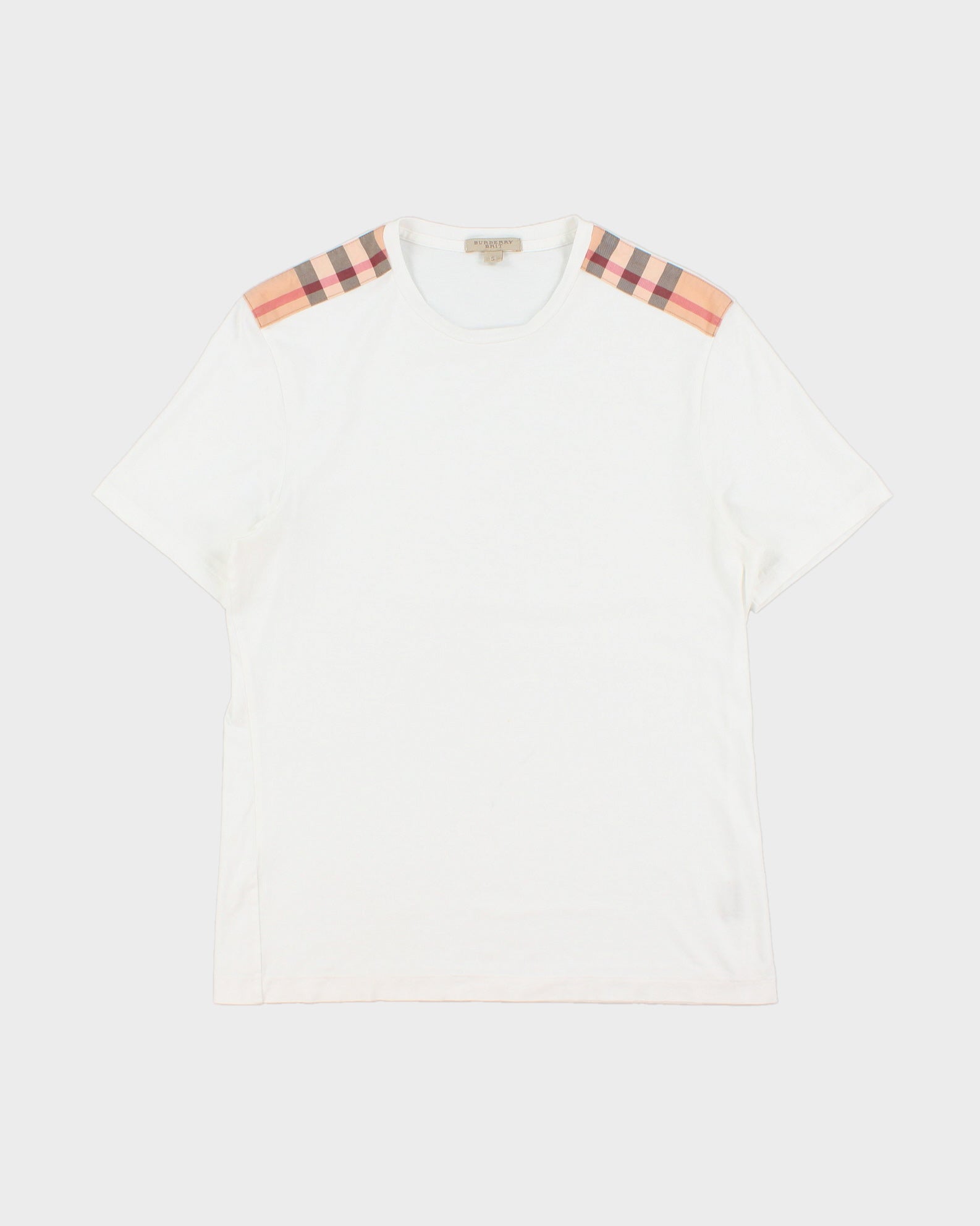 Vintage Y2K 00s Burberry Brit Nova Check Panel Single Stitch Crewneck T-Shirt - S