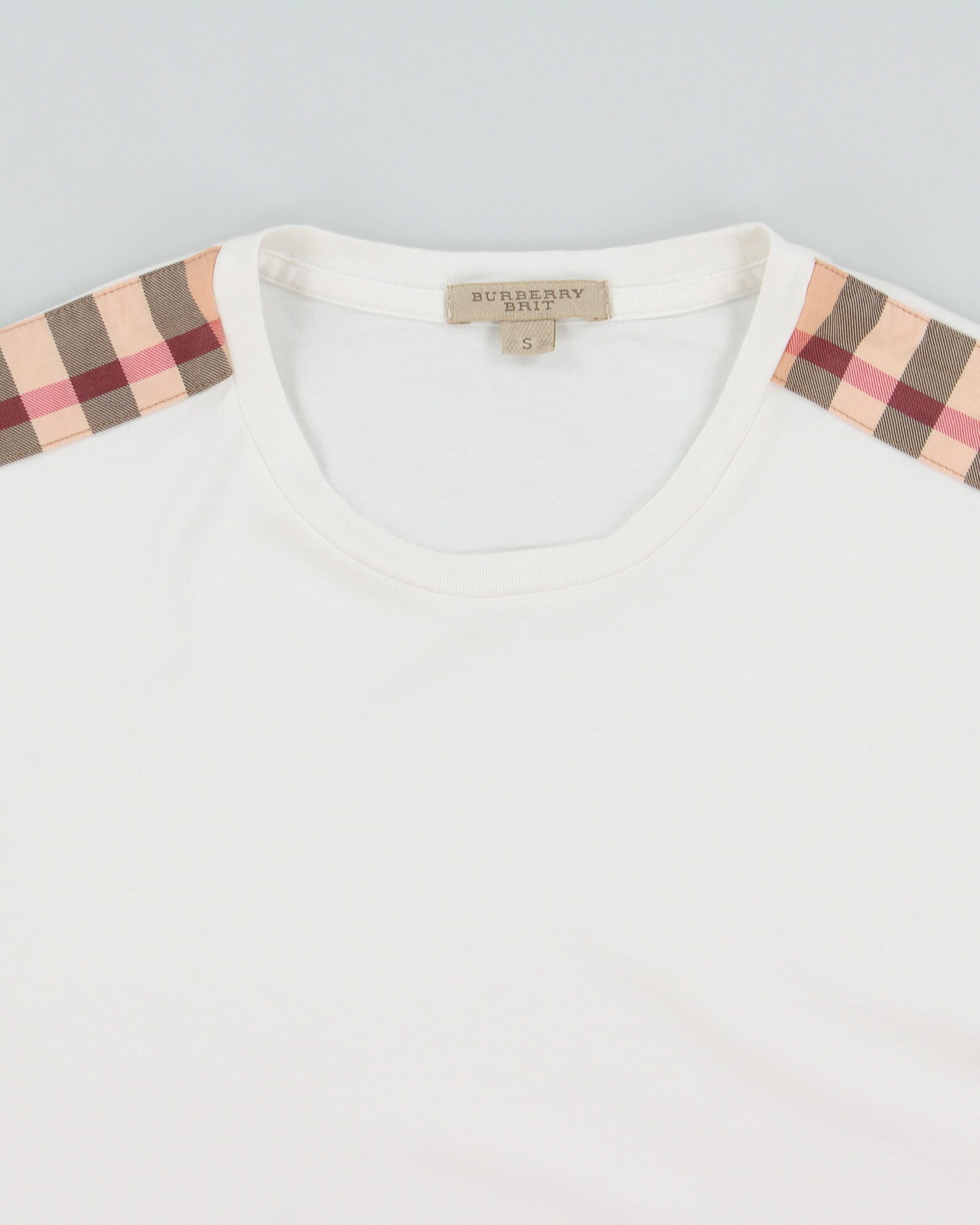 Vintage Y2K 00s Burberry Brit Nova Check Panel Single Stitch Crewneck T-Shirt - S